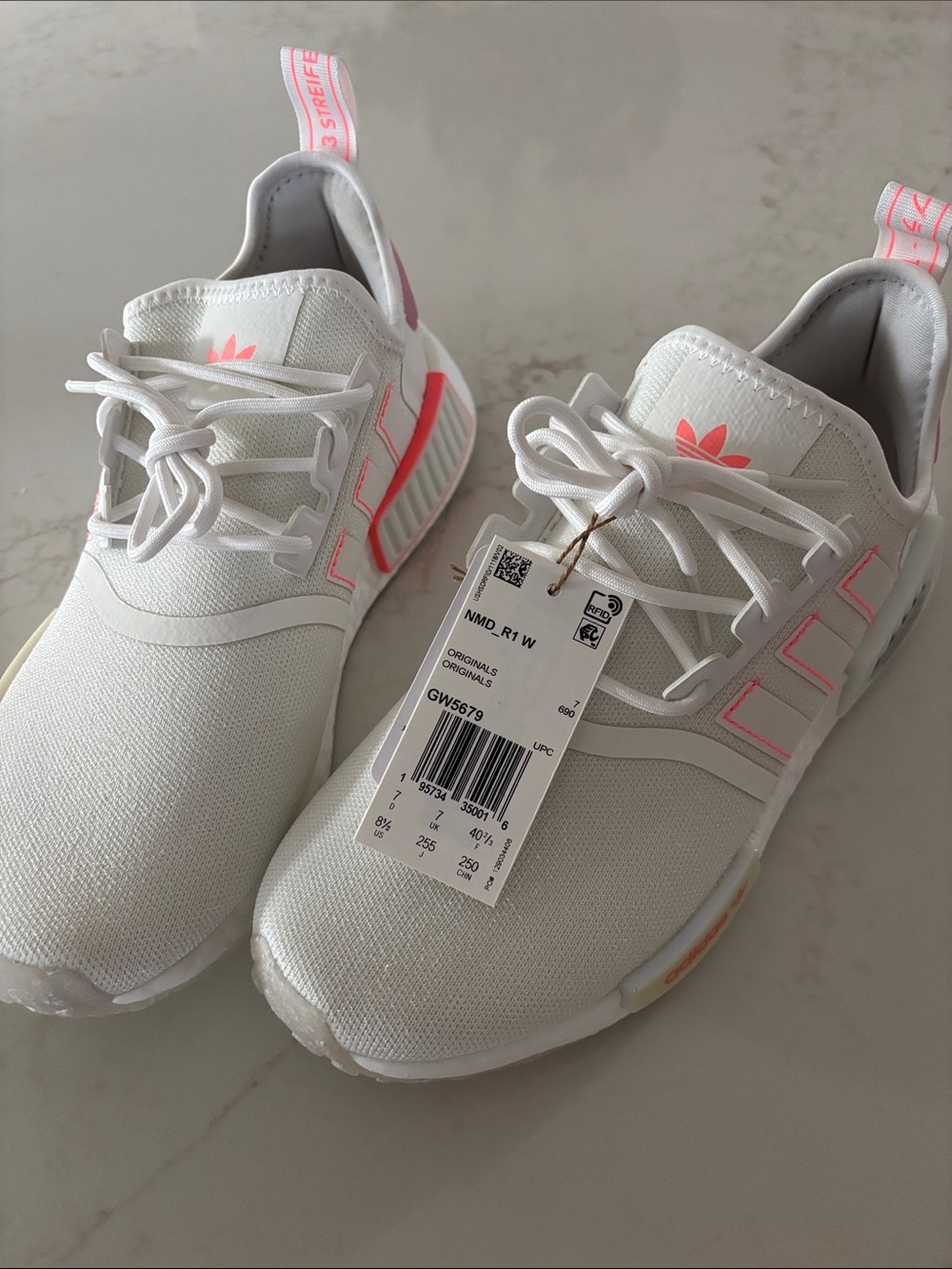 adidas White Sneakers with Pink Accents - Women's NMD Style
